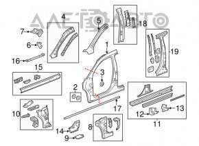 Body pillar center left Chevrolet Equinox 10-17