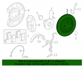 Rear right brake disc Lexus LS 18-23 338/18 mm