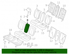 Rear seat backrest, center, BMW X1 F48 16-22, black leather, with armrest, with frame, stretched leather