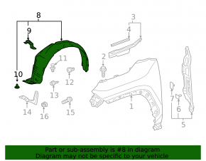 Front left fender liner for Toyota RAV4 Prime 21-24