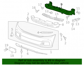 Front bumper reinforcement VW Passat b8 16-19 USA rusty