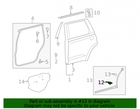 Front right door seal Lexus ES350 07-12