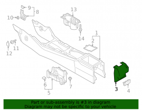 Rear center console trim for Audi Q3 83A 19-22 black for rear row air vents and USB Hub