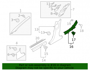 Door sill trim rear right Hyundai Sonata 20-22 black
