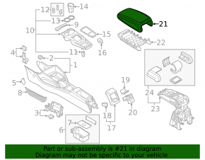 Central console armrest Audi A3 8V 15-20 black, armrest leather black, scratch