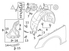 Audi A4 B9 17-19 front right rear fender liner cracks