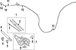 Rear wiper linkage with motor for Hyundai Tucson 2022-2025