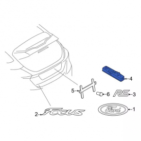 Trunk lid opening button with number plate light, for Ford Focus mk3 15-18 rest 4d camera, camera mount broken