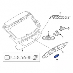 Trunk lid opening button with number plate light, for Ford Focus mk3 15-18 rest 4d camera, camera mount broken
