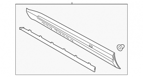 Door trim lower front right Ford Explorer 20- with chrome molding