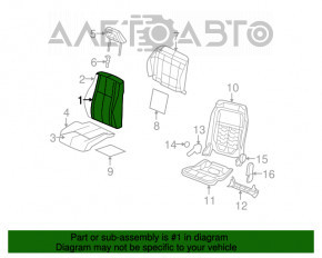 Passenger seat Jeep Compass 11-14 without airbag, mechanical, cloth black