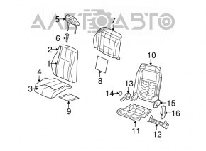 Passenger seat Jeep Compass 11-14 without airbag, mechanical, cloth black