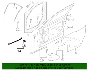 Subaru Forester 25-26 front left door seal, small lower