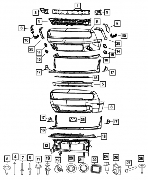 Front bumper reinforcement lower plastic Dodge Challenger 15-23 rest