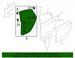 Rear left door seal Honda Insight 19-22