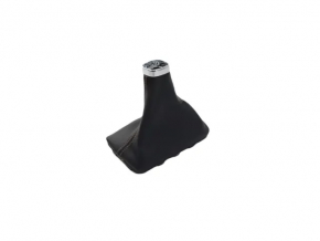 Jeep Compass 22-26 shifter cover, black leather, brown stitching, chrome trim. Gloss black, scratches.