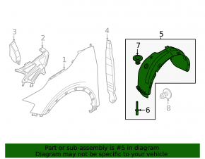 Front right fender liner for Kia Sportage 23-25 with mudguard