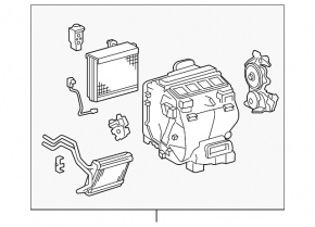 Bare air conditioner housing, left side of Toyota Highlander 2013