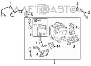 Bare air conditioner housing, left side of Toyota Highlander 2013