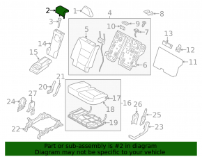 Kia Sorento 10-15 rear seat headrest, 2nd row, black cloth