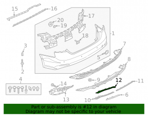 Right rear bumper molding for Audi A5 F5 20-25 chrome, S-Line