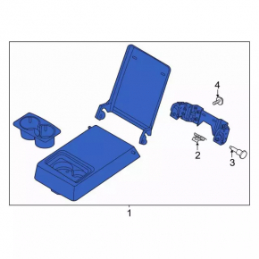 Rear seat armrest, 2nd row, Ford Mustang Mach-E 21-25, black leather