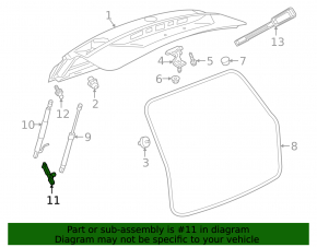 Left tailgate shock absorber bracket for VW Atlas 21-23 on the body, under electrics