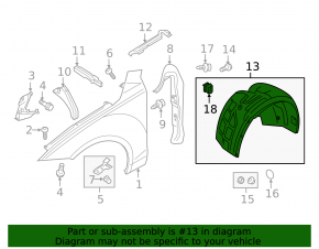 Front right fender liner Audi A7 12-18