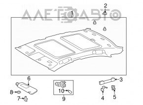 Left visor for Lexus ES350 07-12, gray, without hook