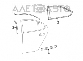 Lower rear left door trim for Lexus LS460 LS600h 2007-2012 with chrome