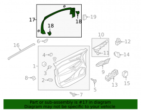 Door frame inner front left Ford Edge 15- black