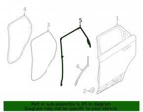 Upper rear right door seal for Land Rover Range Rover Velar 18-23 long