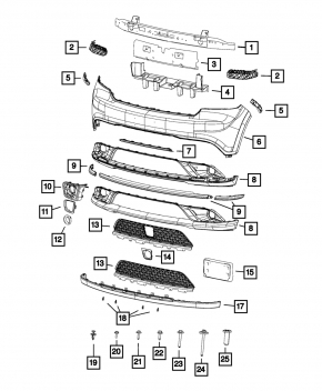 Dodge Durango 1920s bare front bumper, upper part