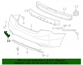 Right rear bumper reflector for Acura RLX 2018-2013