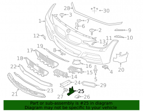 Left front bumper lower reinforcement fang BMW 2 F22 14-21 M Pack
