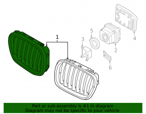 Left radiator grille BMW X5 F15 14-18 With M model, without night vision