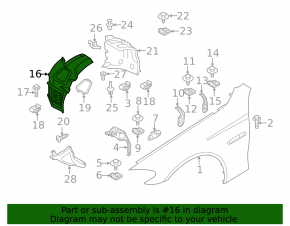 Front mudguard right front part BMW 5 F10 11-16