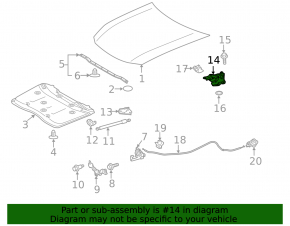 Right hood hinge for Lexus GS 13-19