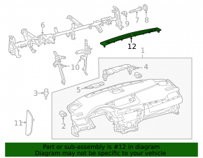 Upper front panel trim for Lexus ES300h ES350 13-18 black, under glass