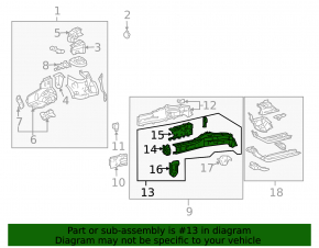Inner part of the front left side member of a Toyota Prius 20 04-09