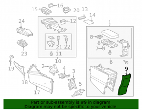 Lexus CT200h 11-17 rear center console trim, black