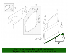 Front left lower door seal Subaru XV Crosstrek 13-17