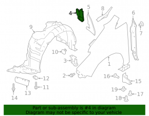Nissan Leaf 18-25 inner left fender seal (inner part)