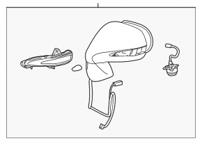 Right side mirror assembly Lexus RX350 RX450h 10-15 16 pins, BSM, auto-dim, turn signal
