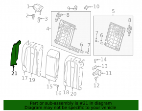 2nd row left side panel for Audi A4 B9 20-25, grey leather, needs cleaning, broken mount