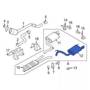 Exhaust manifold assembly Ford Mustang mk6 15-17 5.0 resonator with barrels