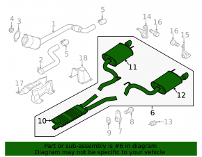 Exhaust manifold assembly Ford Mustang mk6 15-17 5.0 resonator with barrels