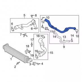 Intercooler pipe right second Ford Explorer 20-21 3.0T complete