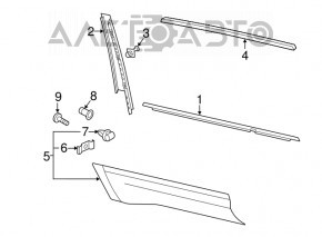 Door trim side rear right VW Atlas 18- structure