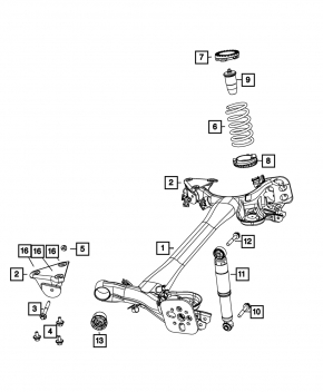 Rear left spring Fiat 500 12-19 stiffness yellow